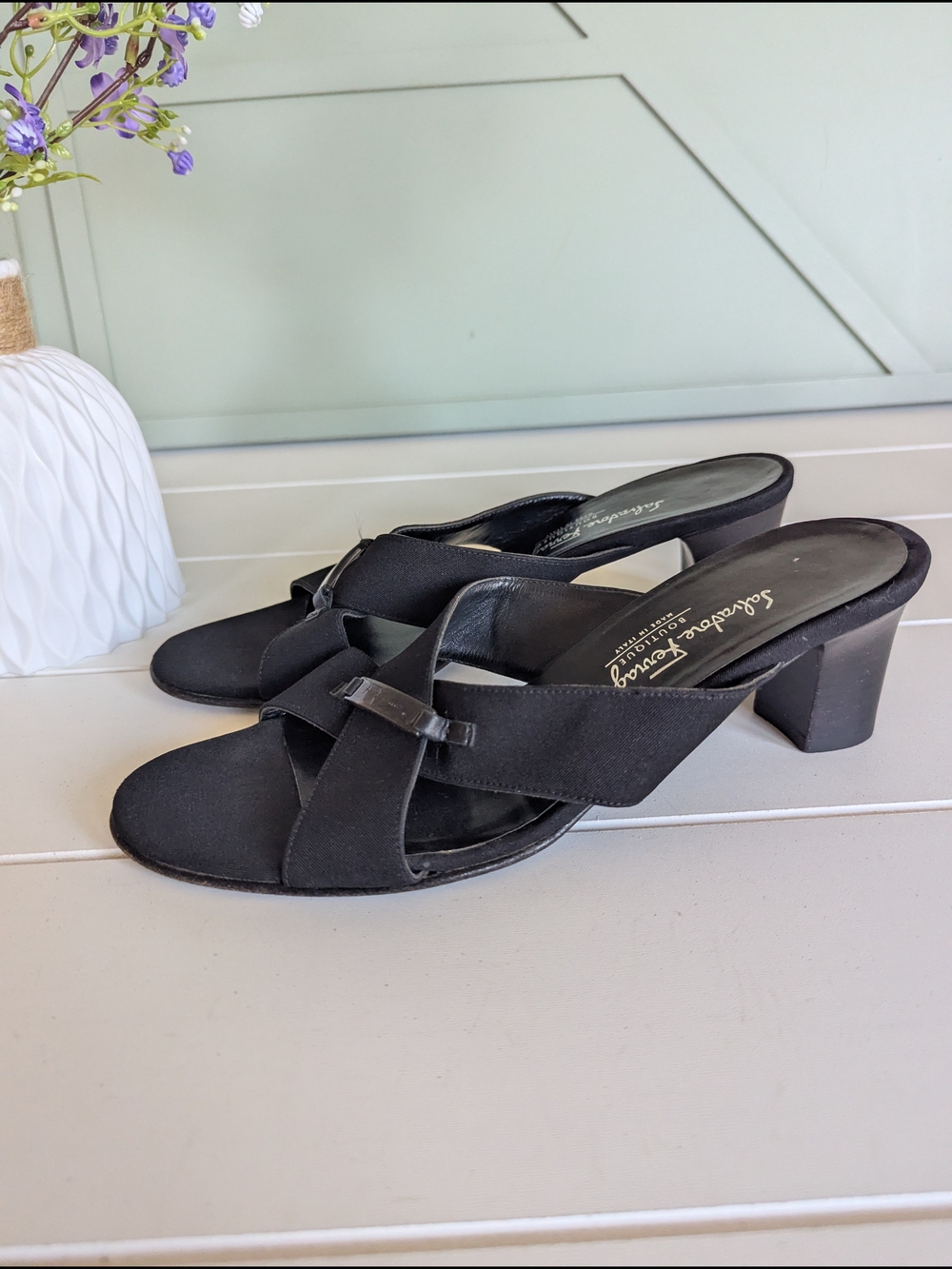 Salvatore Ferragamo Black Crisscross Slide Sandals - Picture 4 of 15